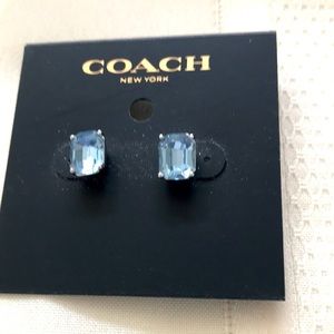 NEW COACH AQUAMARINE PIERCED EARRINGS